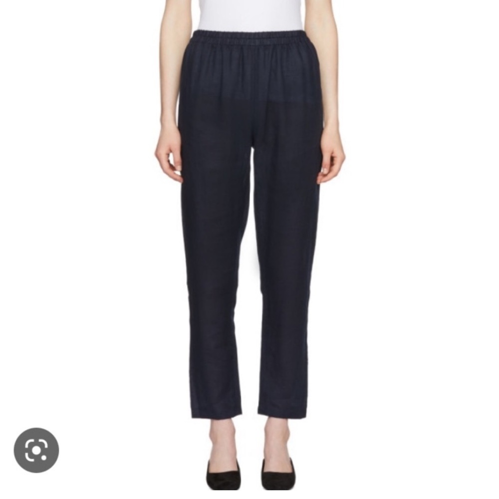 Mansur Gavriel Pants Navy Linen Trousers size M made in Italy minimalist luxury